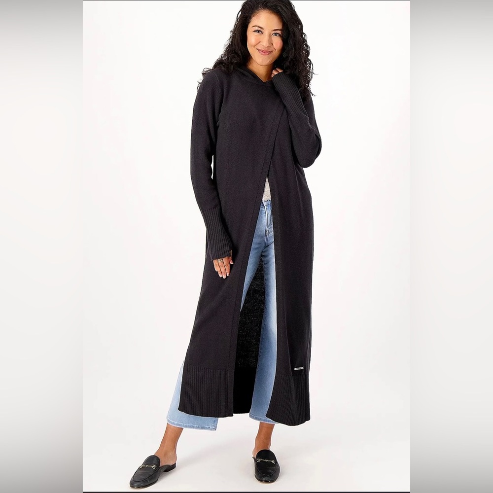 Peace Love World Women Sz XL tall crossover maxi cardigan black